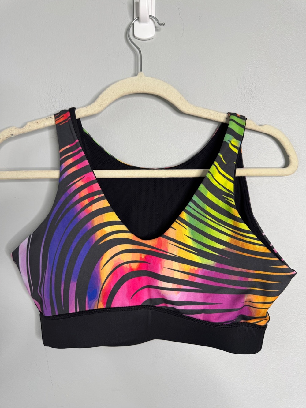 Yelete Multicolor Neon Zebra-Stripe Sports Bra